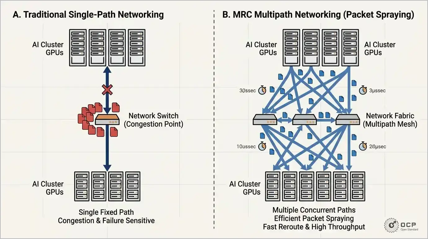 Yapay Zeka Süper Bilgisayarları İçin Multipath Reliable Connection (MRC) Protokolü